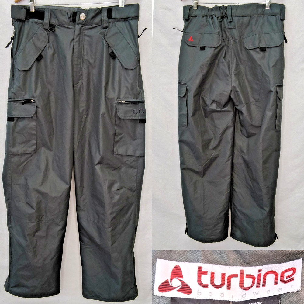 Turbine FDGB Cargo Snow Pants Mens L Dark Gray Durable Water Resistent NWT#W5877